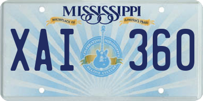 MS license plate XAI360