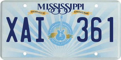 MS license plate XAI361