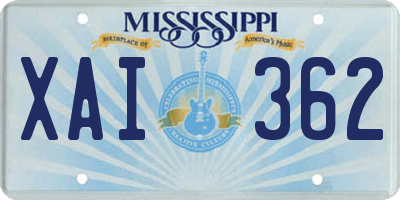 MS license plate XAI362