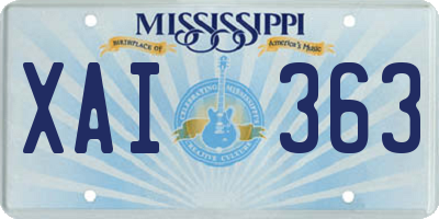 MS license plate XAI363