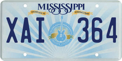 MS license plate XAI364