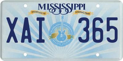 MS license plate XAI365