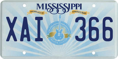 MS license plate XAI366