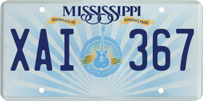 MS license plate XAI367