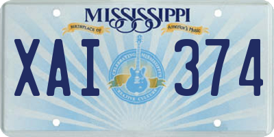 MS license plate XAI374