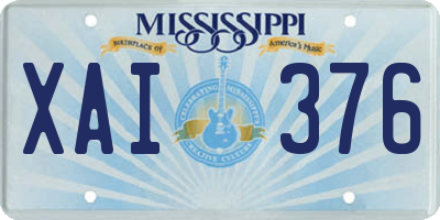 MS license plate XAI376