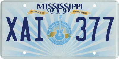 MS license plate XAI377