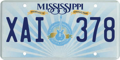 MS license plate XAI378