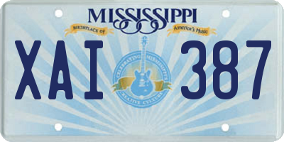 MS license plate XAI387