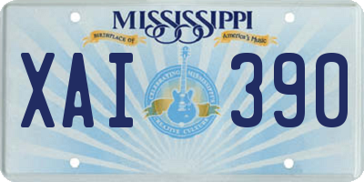 MS license plate XAI390