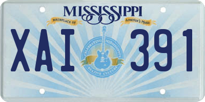 MS license plate XAI391