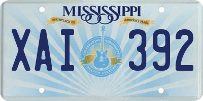 MS license plate XAI392