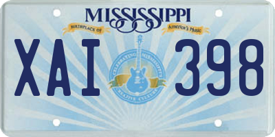 MS license plate XAI398