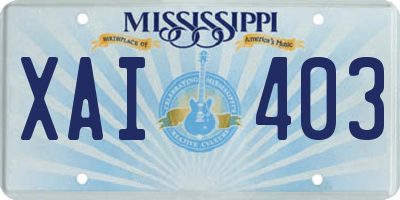 MS license plate XAI403