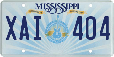 MS license plate XAI404