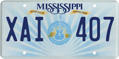 MS license plate XAI407