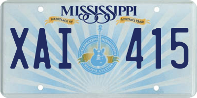 MS license plate XAI415