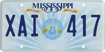 MS license plate XAI417