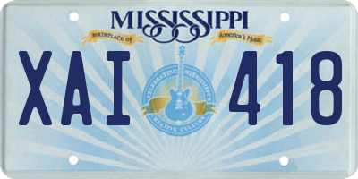 MS license plate XAI418