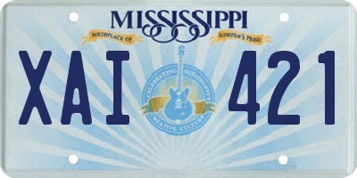MS license plate XAI421