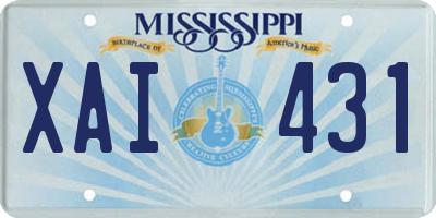 MS license plate XAI431
