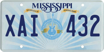 MS license plate XAI432