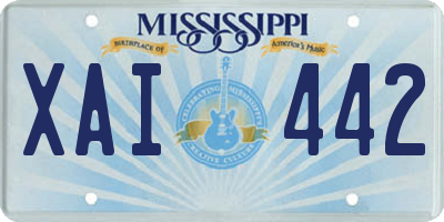 MS license plate XAI442