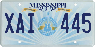 MS license plate XAI445