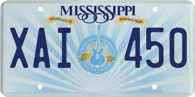 MS license plate XAI450