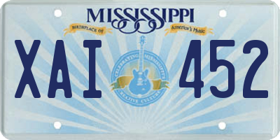 MS license plate XAI452