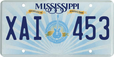MS license plate XAI453