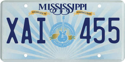 MS license plate XAI455