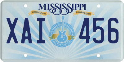 MS license plate XAI456