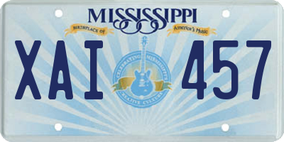 MS license plate XAI457