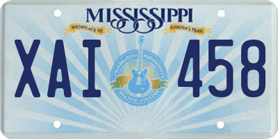 MS license plate XAI458