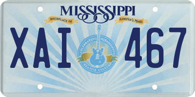 MS license plate XAI467