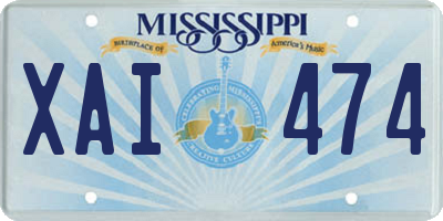 MS license plate XAI474