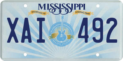 MS license plate XAI492