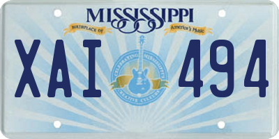 MS license plate XAI494