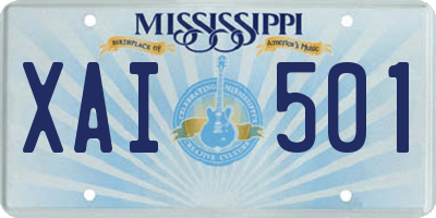 MS license plate XAI501