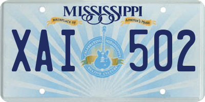 MS license plate XAI502