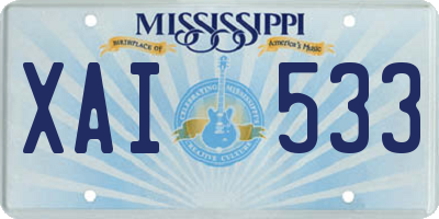MS license plate XAI533