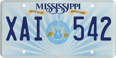MS license plate XAI542