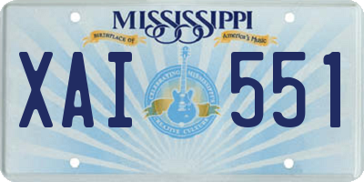 MS license plate XAI551