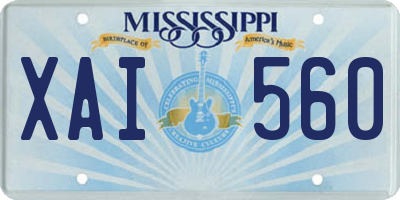MS license plate XAI560