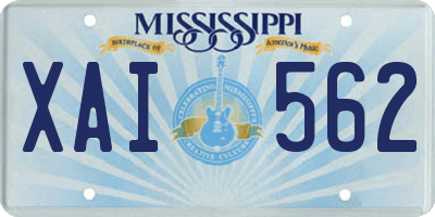 MS license plate XAI562