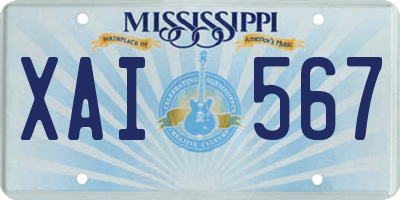 MS license plate XAI567