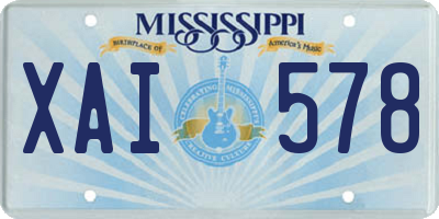 MS license plate XAI578
