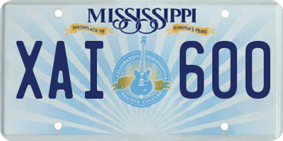 MS license plate XAI600