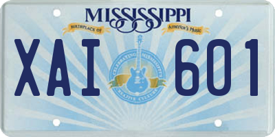 MS license plate XAI601